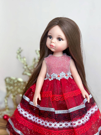 Платье бальное  на куклу Paola Reina 33 см, красное